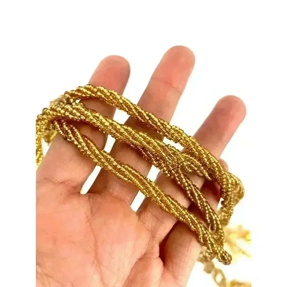 VTG Golden Yellow Mini Seed Bead Tassels - 2 Pc 60